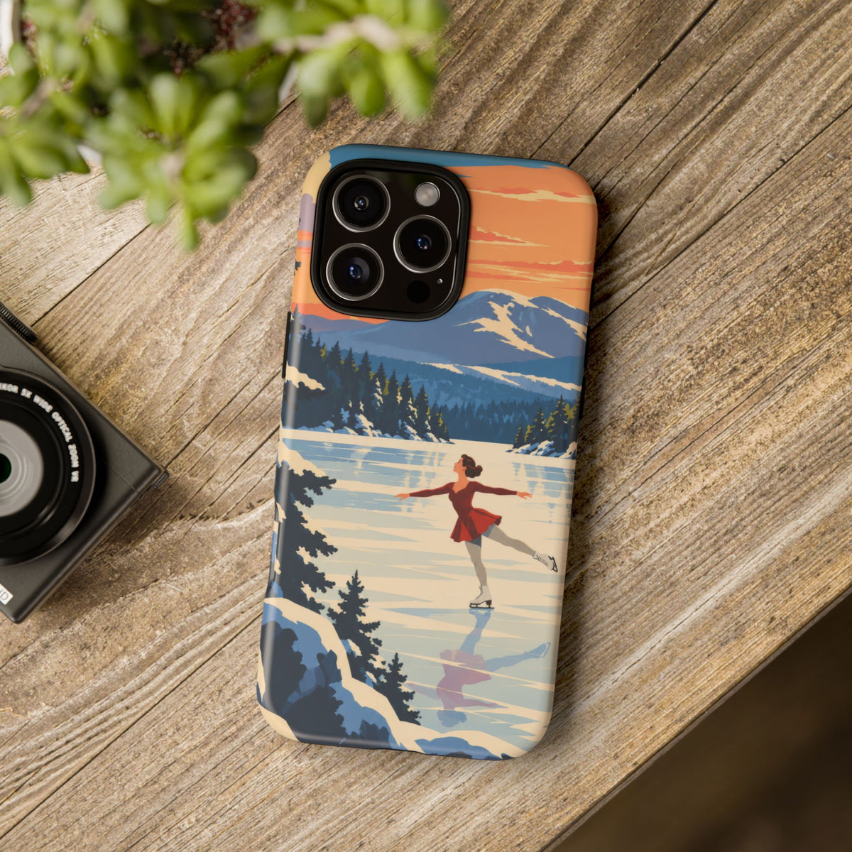 Lake Placid Skater — Winter Glide iPhone Tough Case