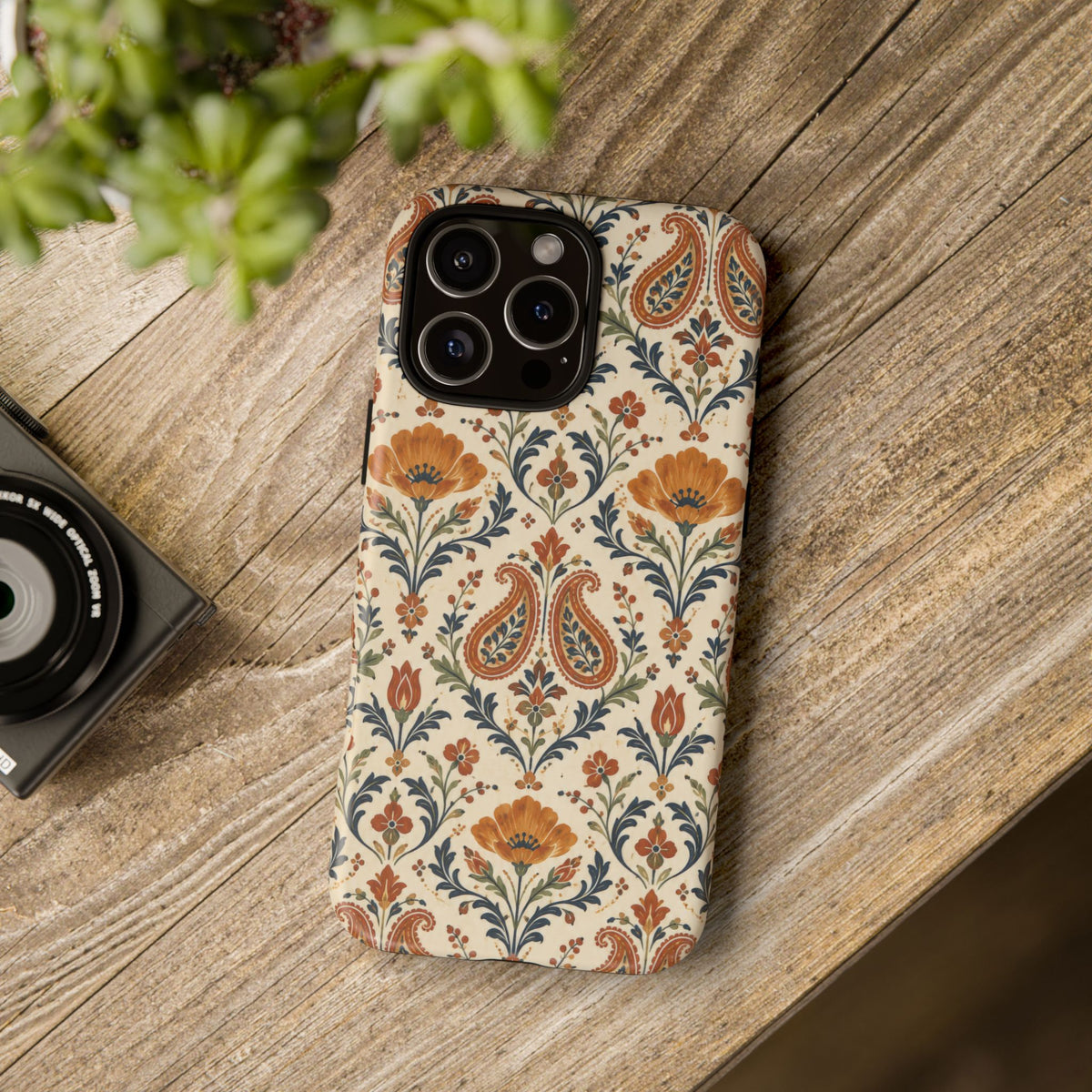 Terracotta Arabesque iPhone Tough Case | Terracotta Floral Paisley