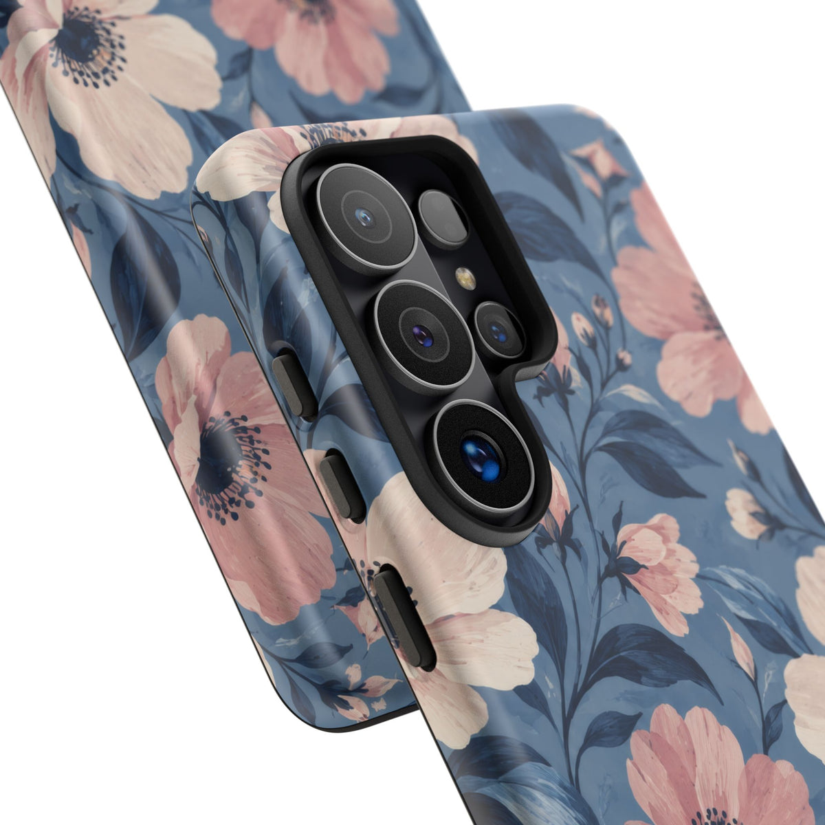 Dusk Blossom Samsung Galaxy Tough Case | Pink & Ivory Floral on Blue