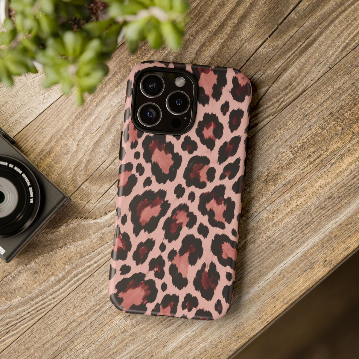 Wild Burgundy iPhone Tough Case | leopard print