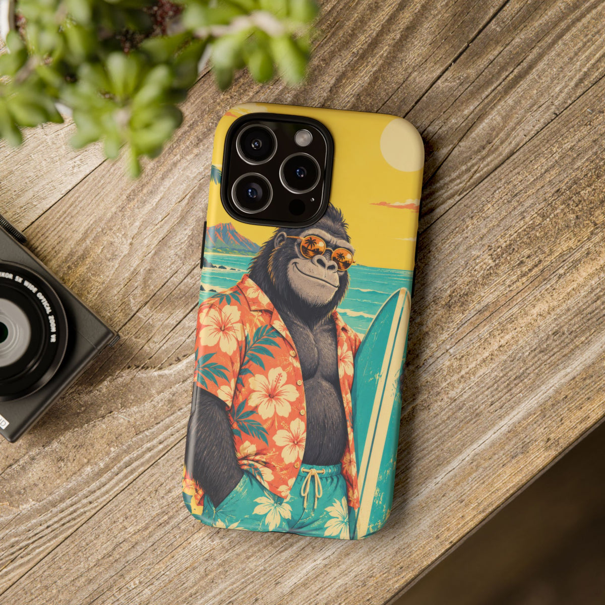 Banana Break iPhone Tough Case | Retro Surf Gorilla Art
