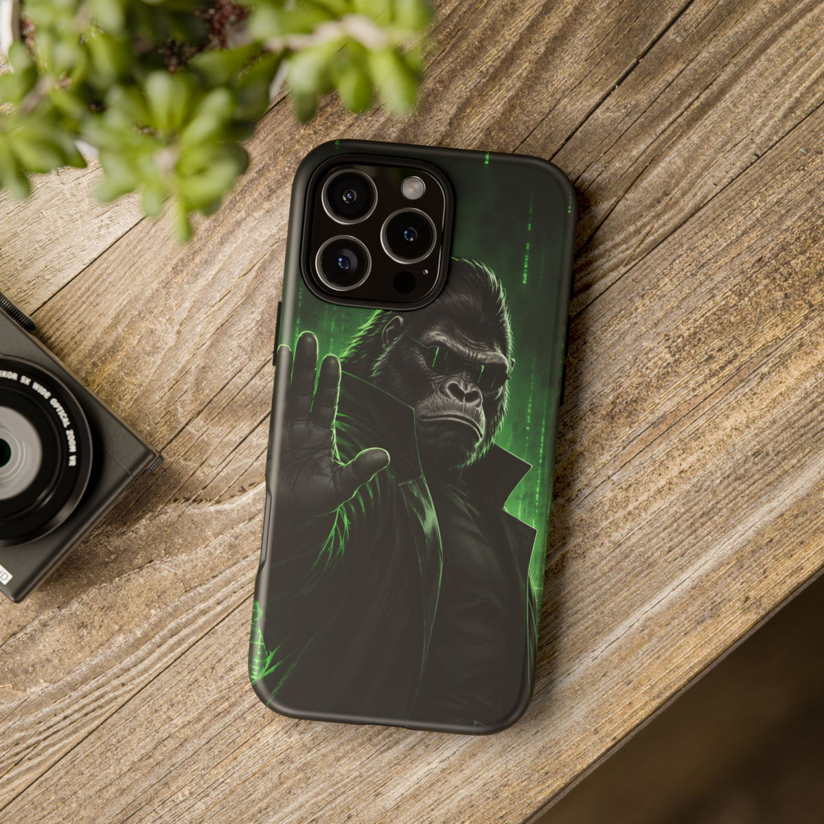 Cyberpunk Gorilla iPhone Tough Case | Neon Code Silverback