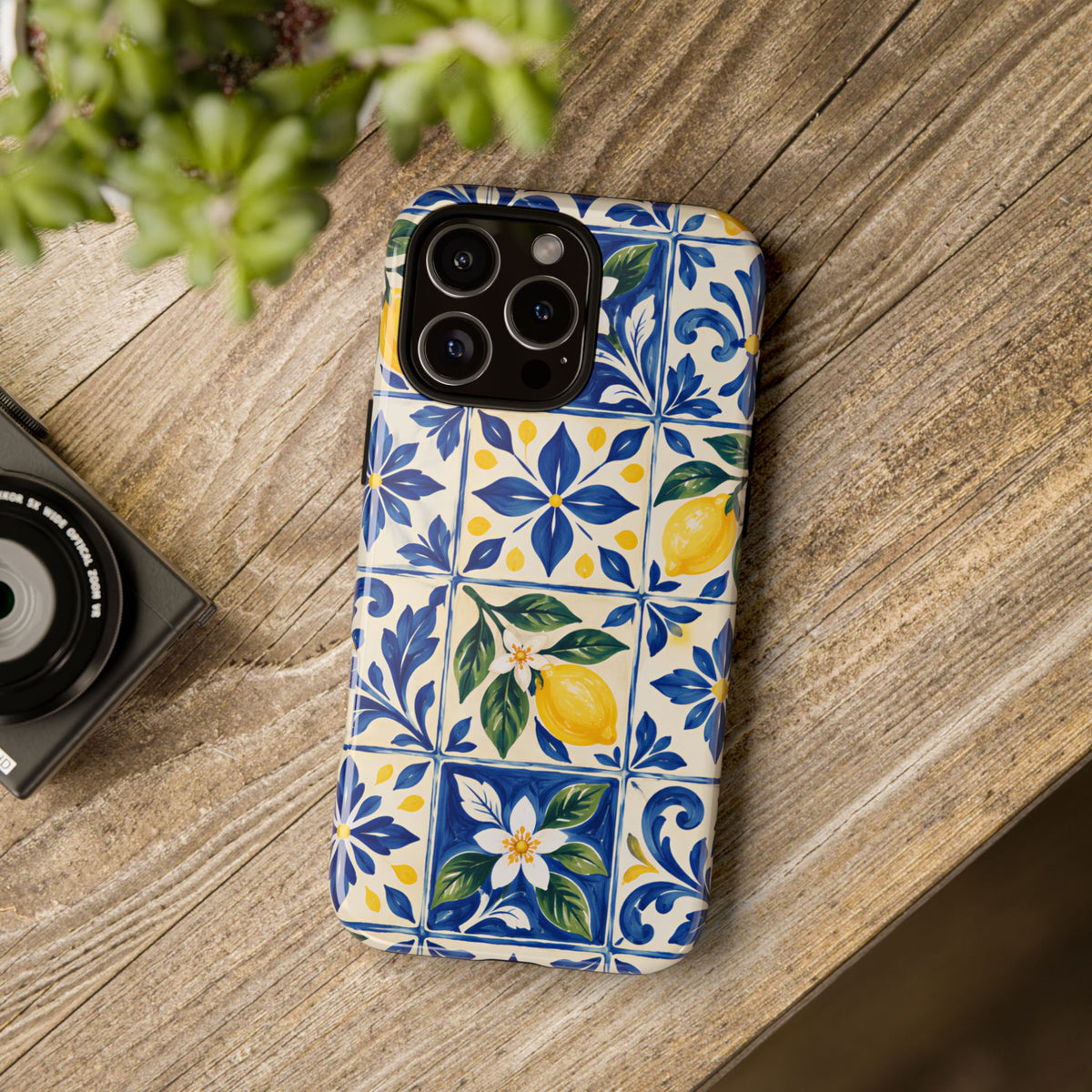 Blue Lemon Tile iPhone Tough Case | Azulejo Orchard