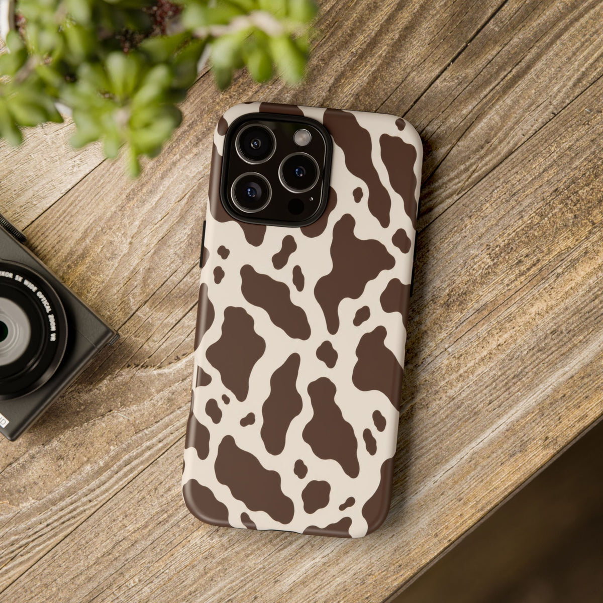 Cocoa Ranch iPhone Tough Case | Brown Cow Print