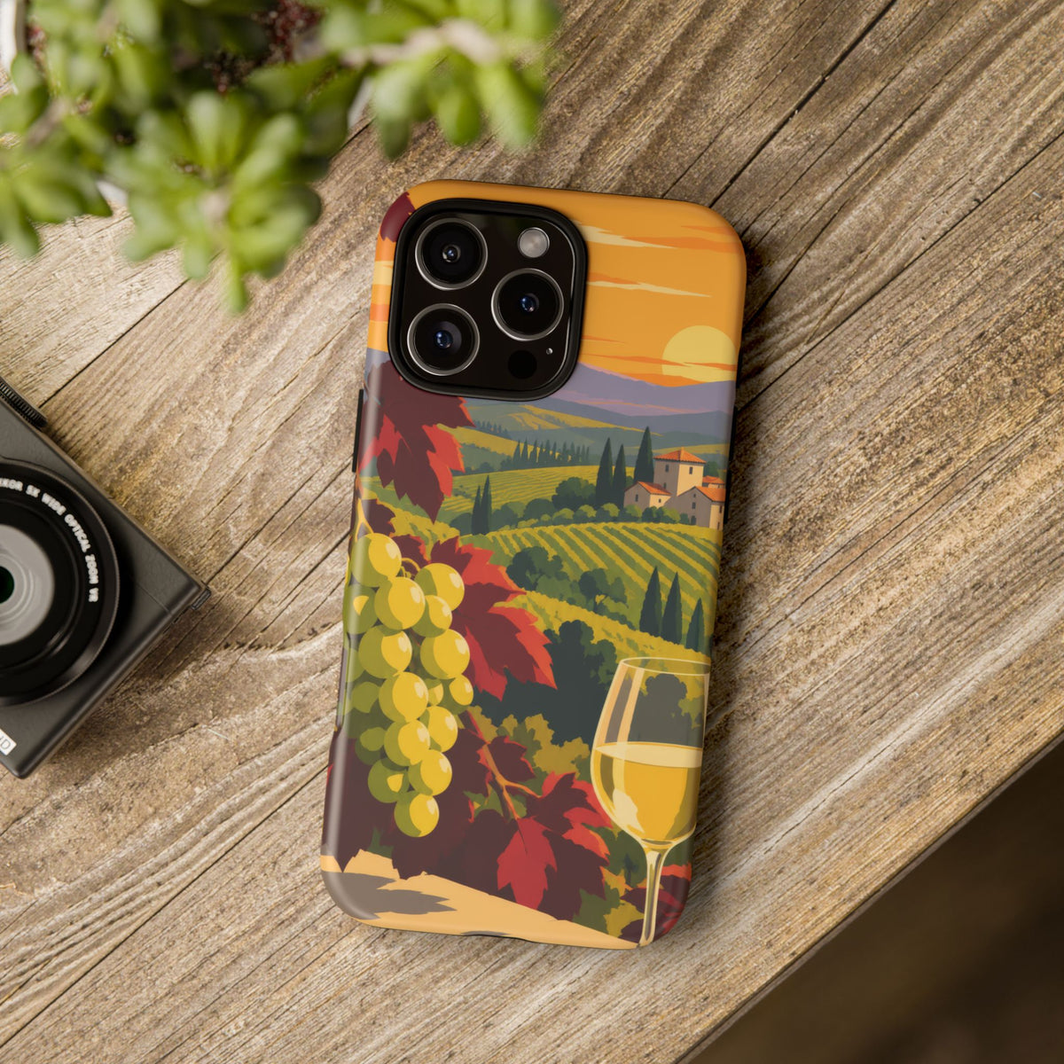 Wine & Grapes — Golden Vintage iPhone Tough Case | wine grapes