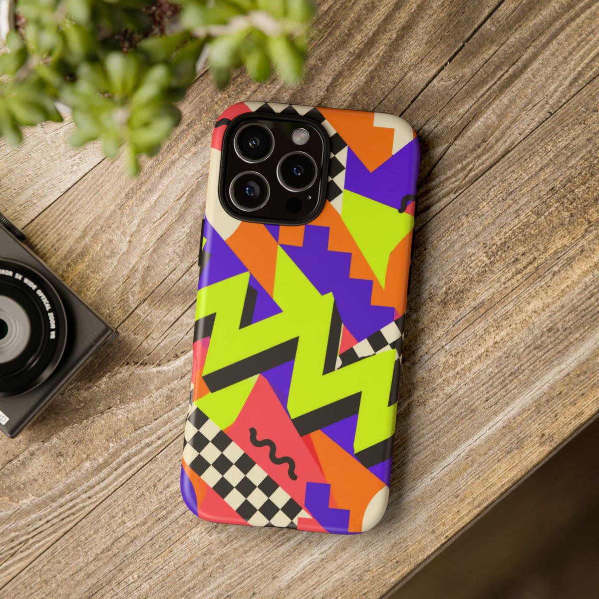 Acid Arcade iPhone Tough Case | Bright Retro Geometry