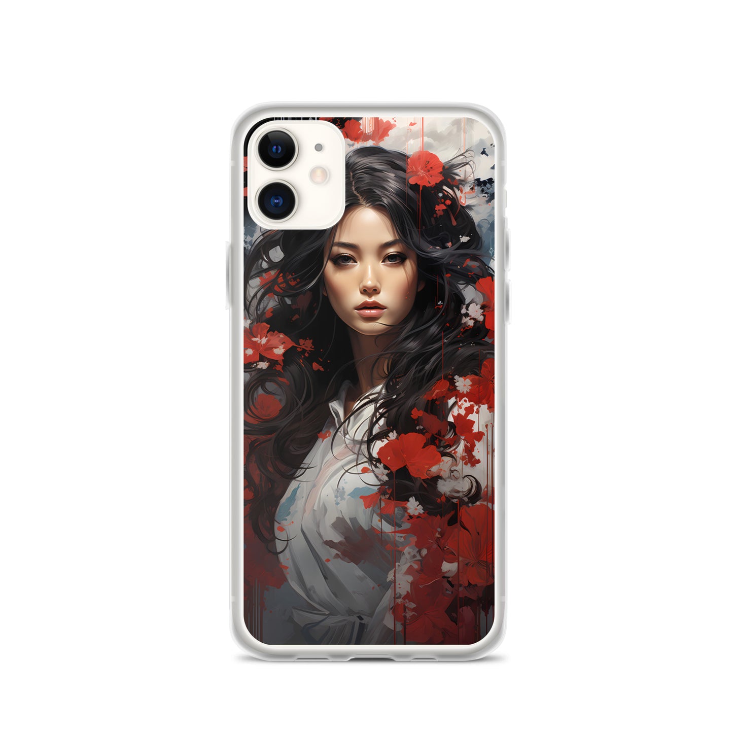 iPhone Case - Japanese Woman with Red Flowers