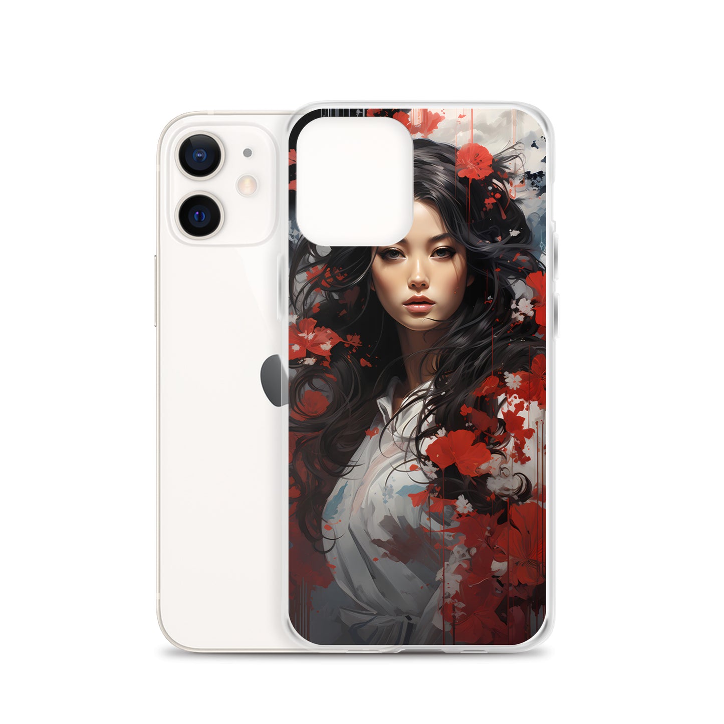 iPhone Case - Japanese Woman with Red Flowers