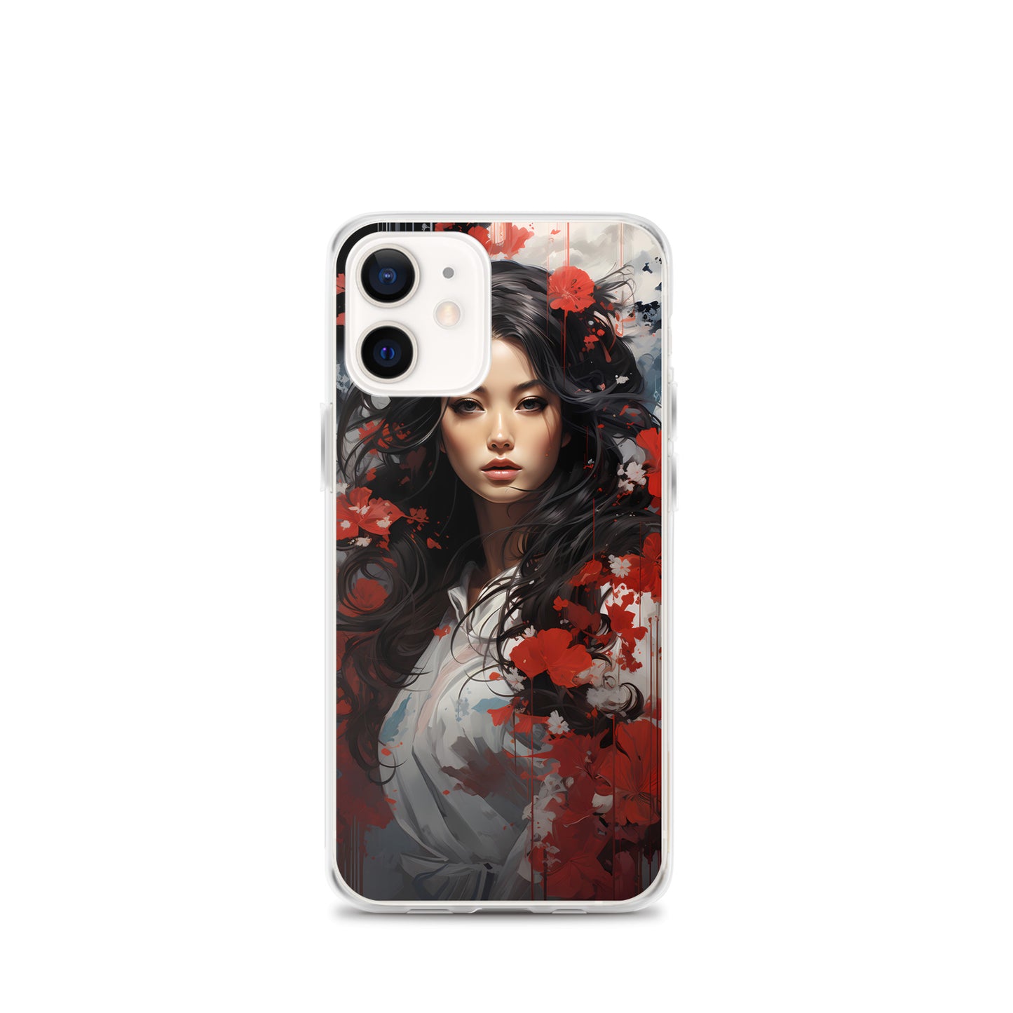 iPhone Case - Japanese Woman with Red Flowers