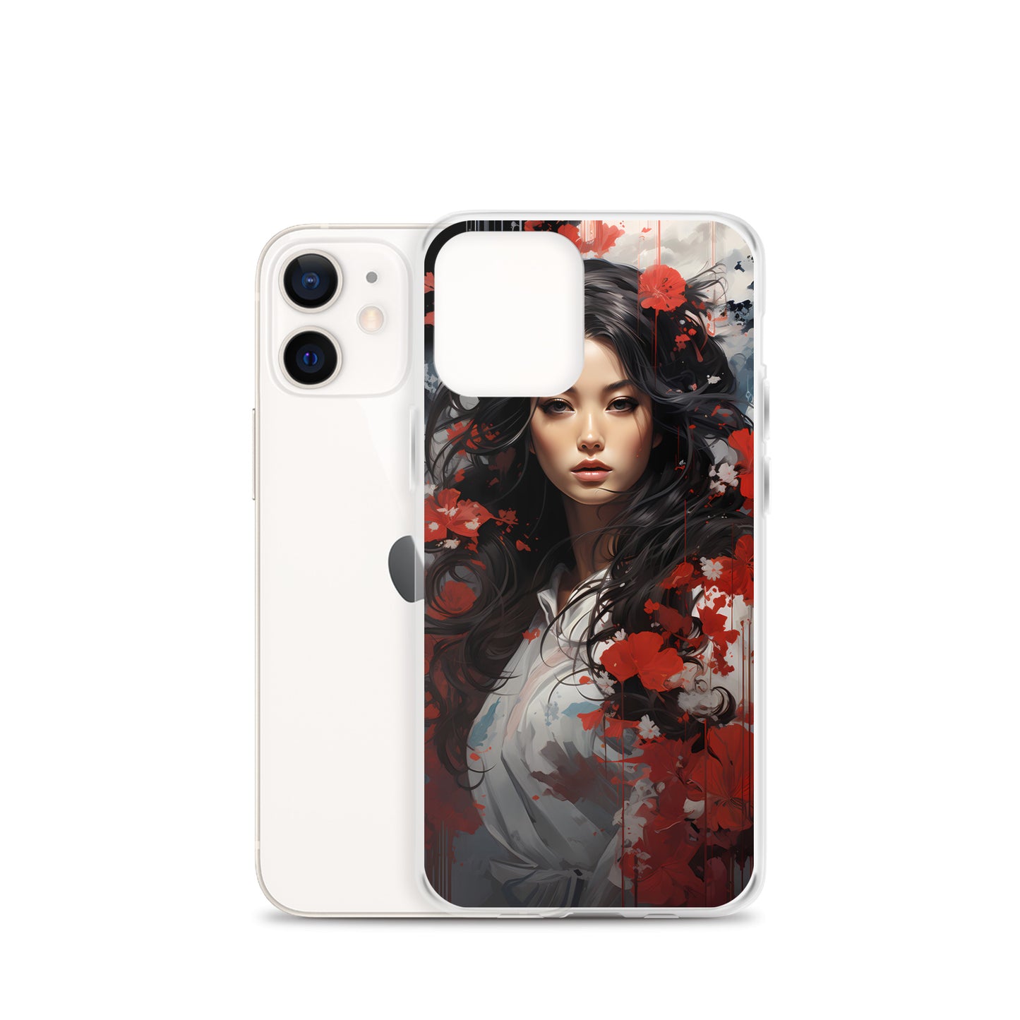 iPhone Case - Japanese Woman with Red Flowers