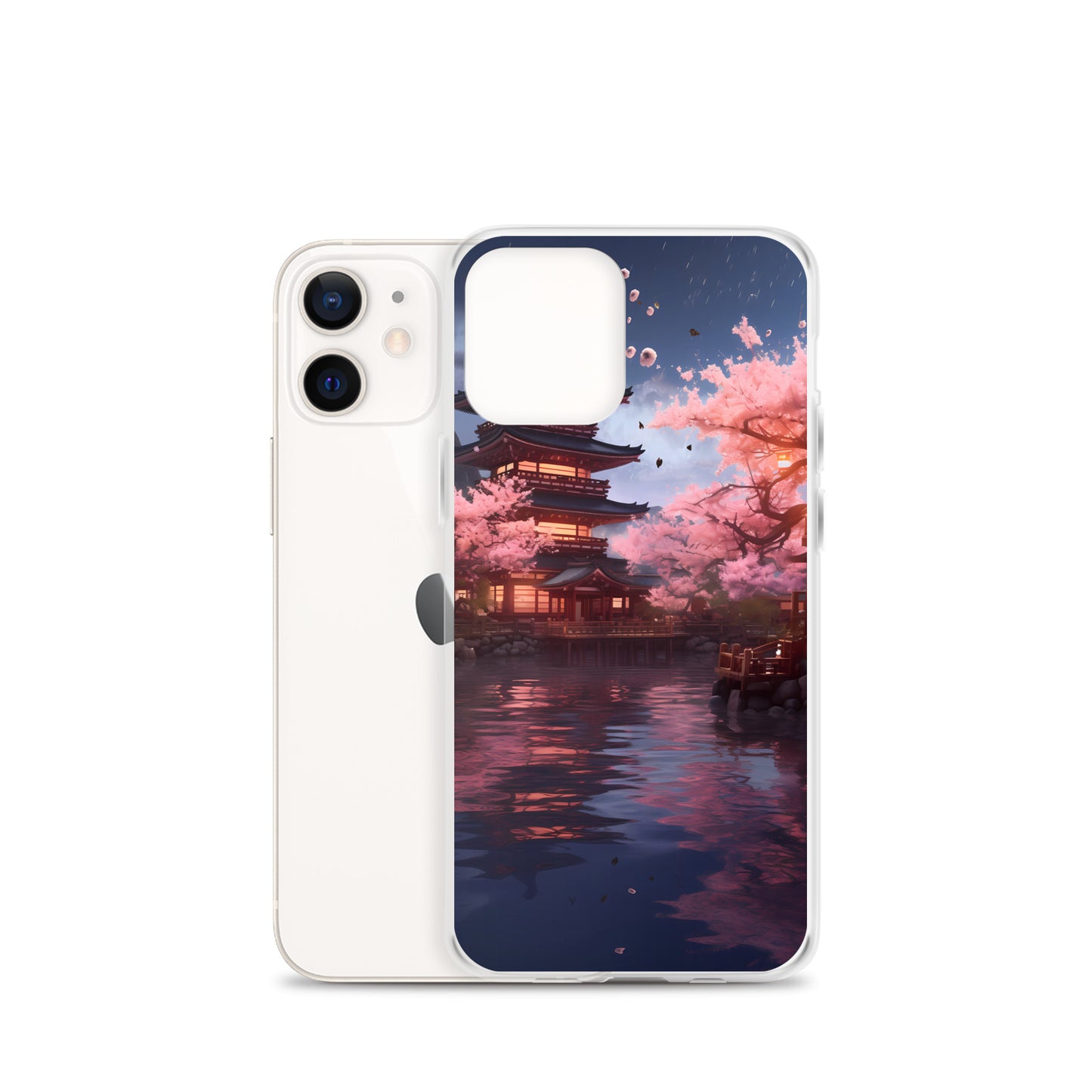 iPhone Case - Ancient Kyoto with Flying Cherry Blossoms