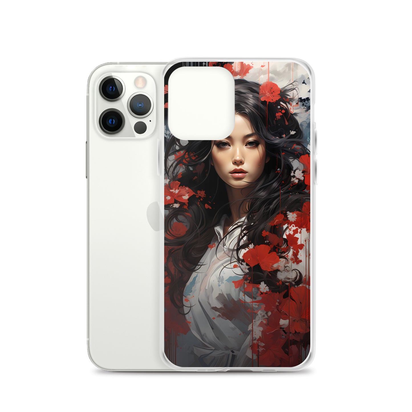 iPhone Case - Japanese Woman with Red Flowers