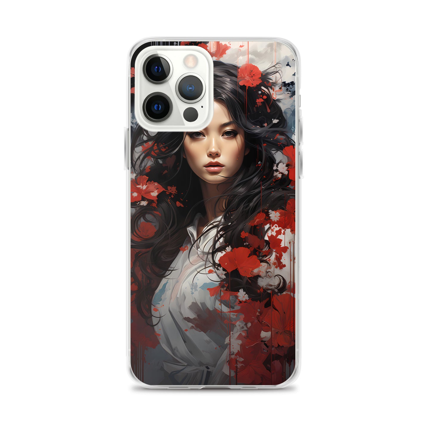 iPhone Case - Japanese Woman with Red Flowers