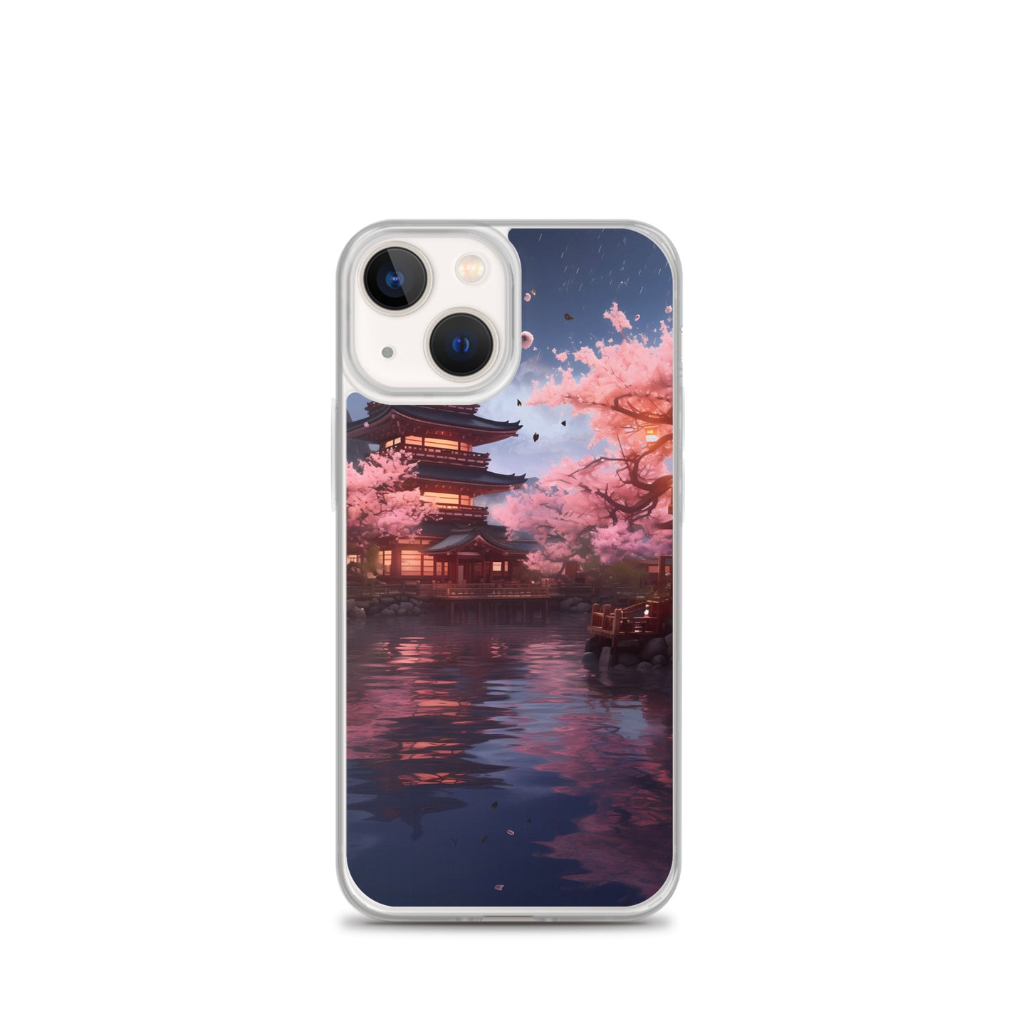 iPhone Case - Ancient Kyoto with Flying Cherry Blossoms