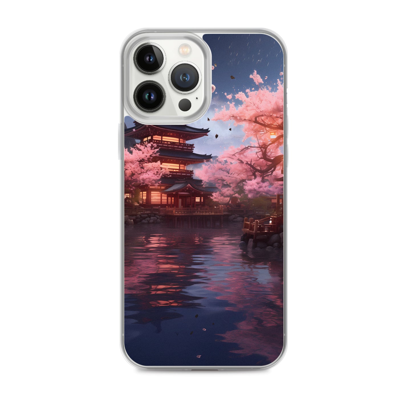 iPhone Case - Ancient Kyoto with Flying Cherry Blossoms
