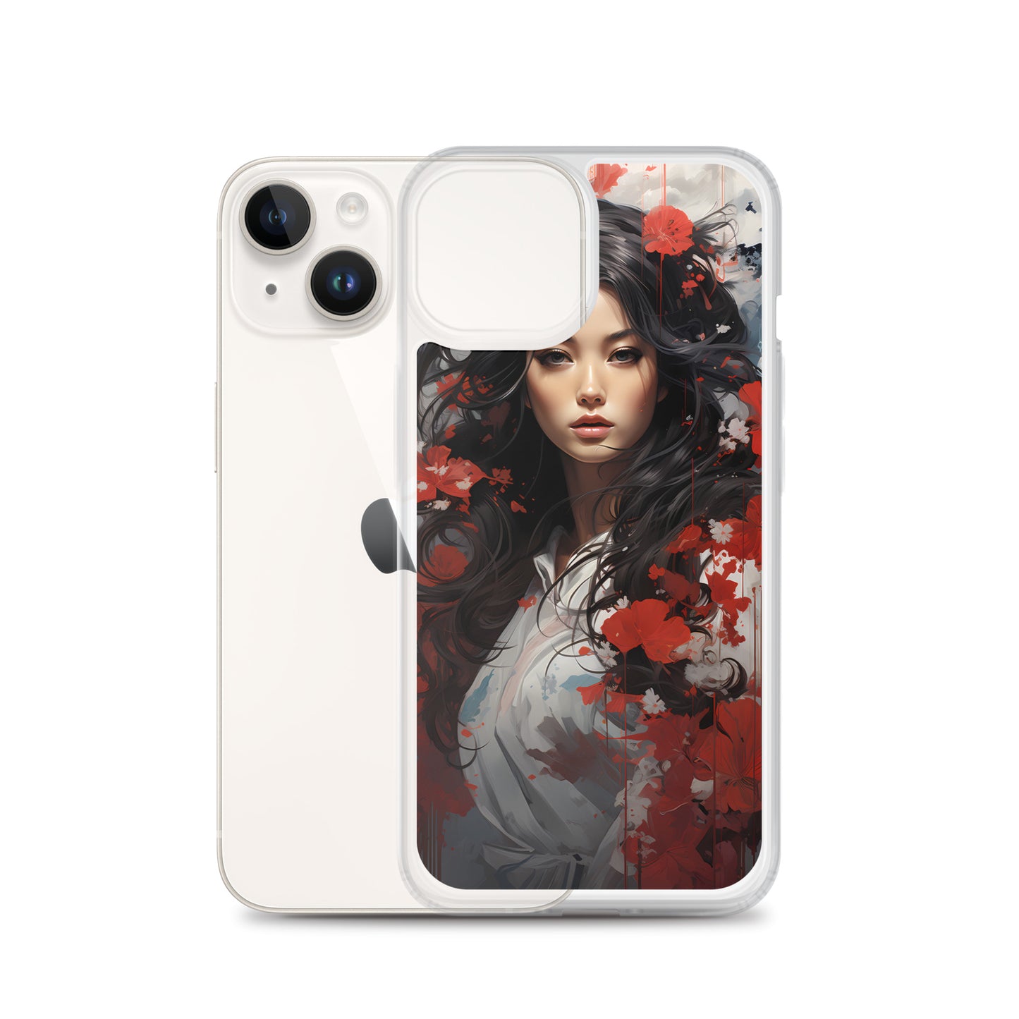 iPhone Case - Japanese Woman with Red Flowers