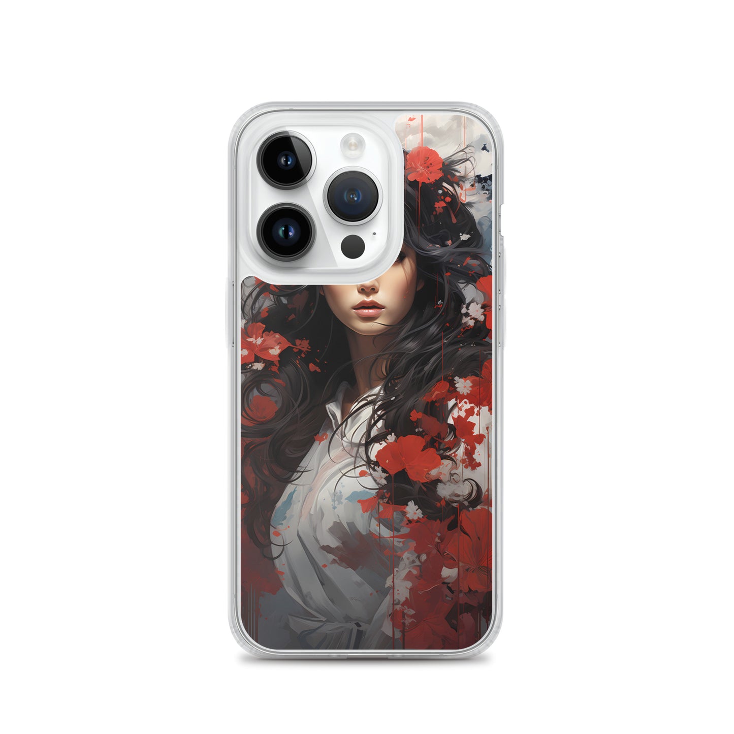 iPhone Case - Japanese Woman with Red Flowers