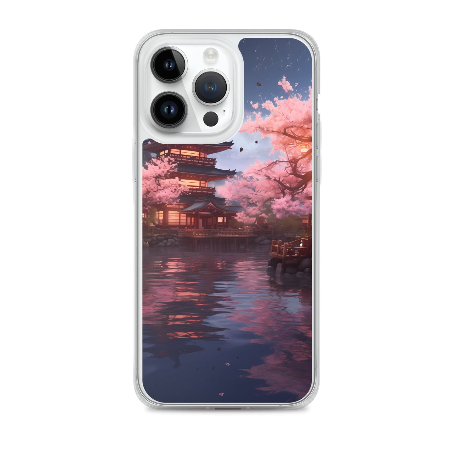 iPhone Case - Ancient Kyoto with Flying Cherry Blossoms