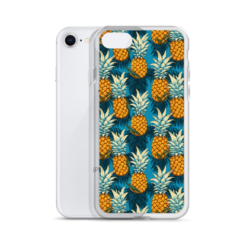 iPhone Case - Pineapple Pattern on Blue