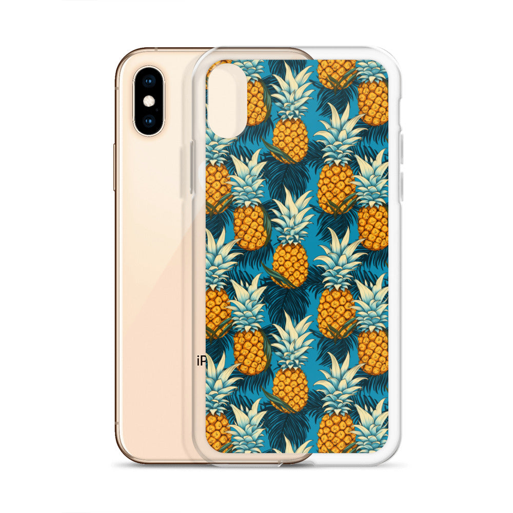 iPhone Case - Pineapple Pattern on Blue