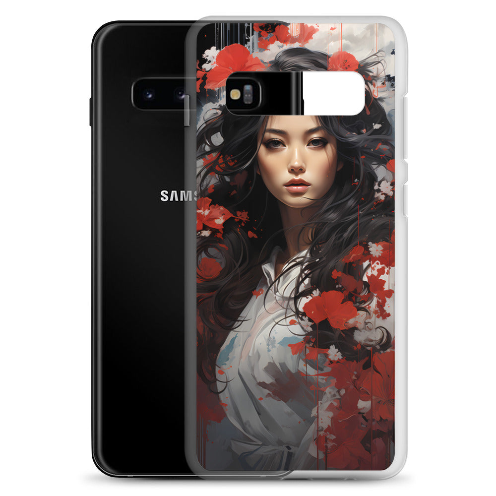Samsung Case: Japanese Woman with Red Flowers