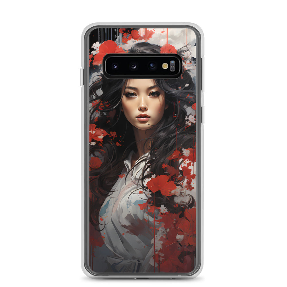 Samsung Case: Japanese Woman with Red Flowers