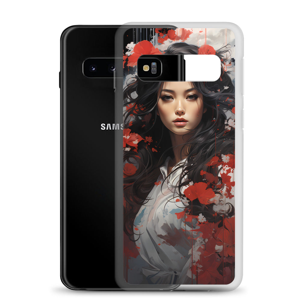 Samsung Case: Japanese Woman with Red Flowers