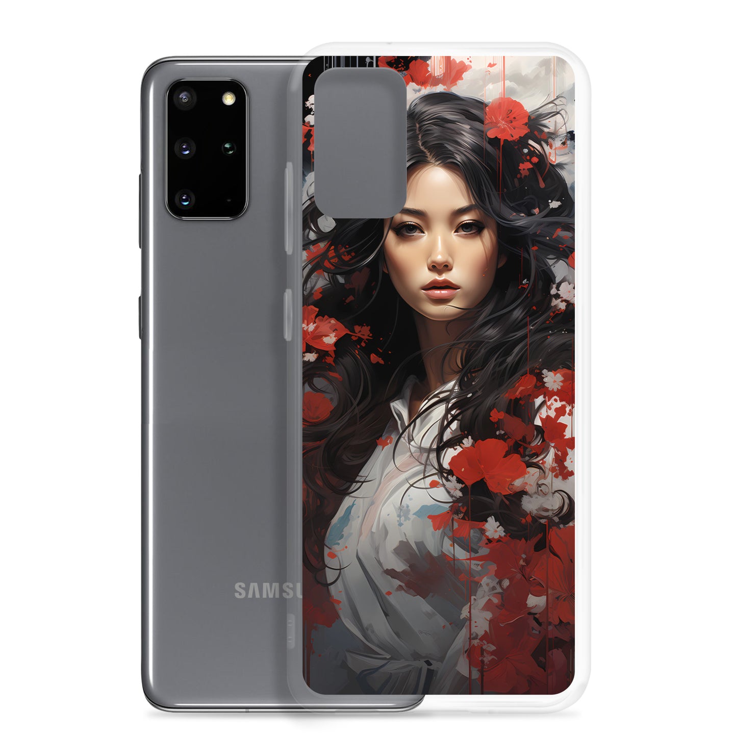 Samsung Case: Japanese Woman with Red Flowers