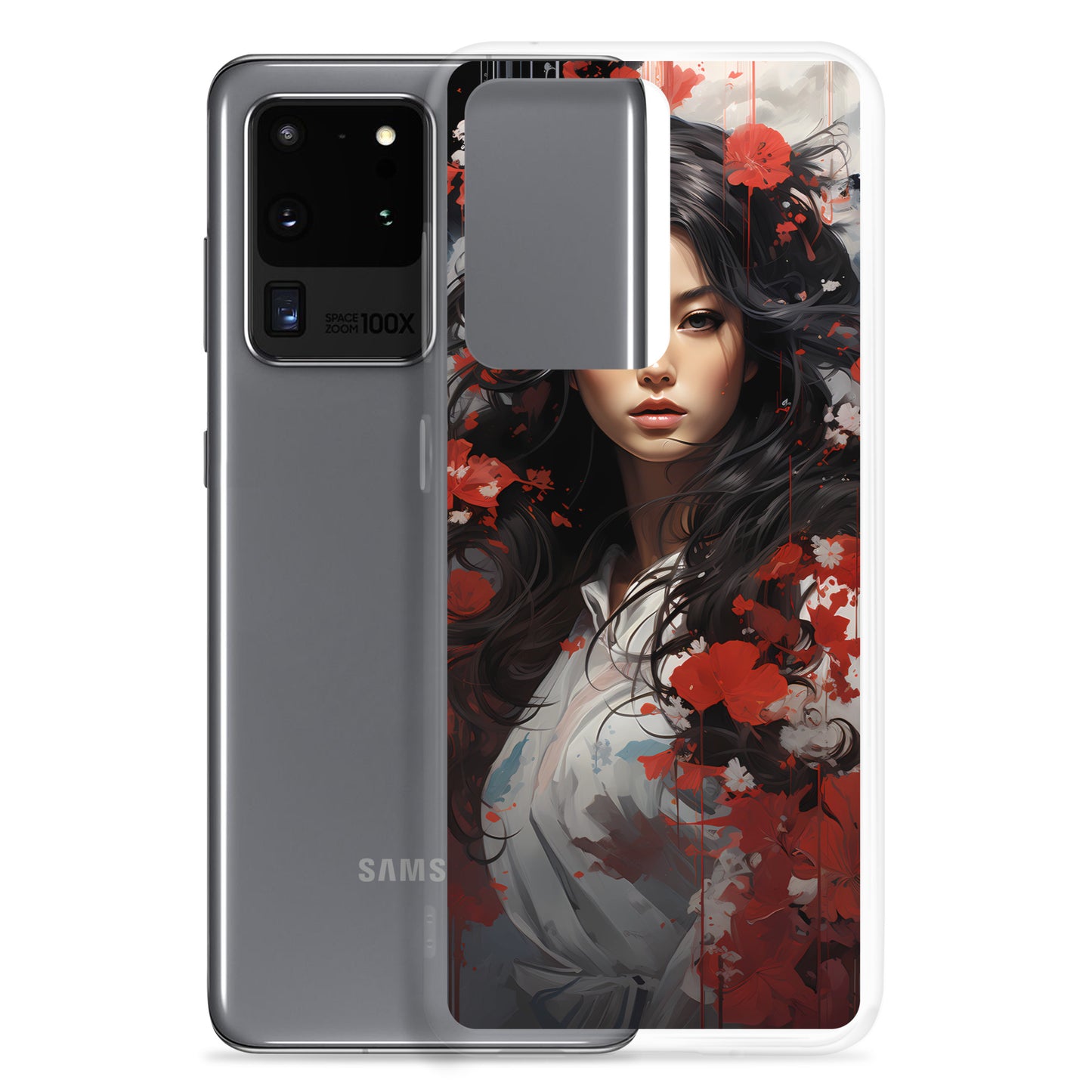 Samsung Case: Japanese Woman with Red Flowers