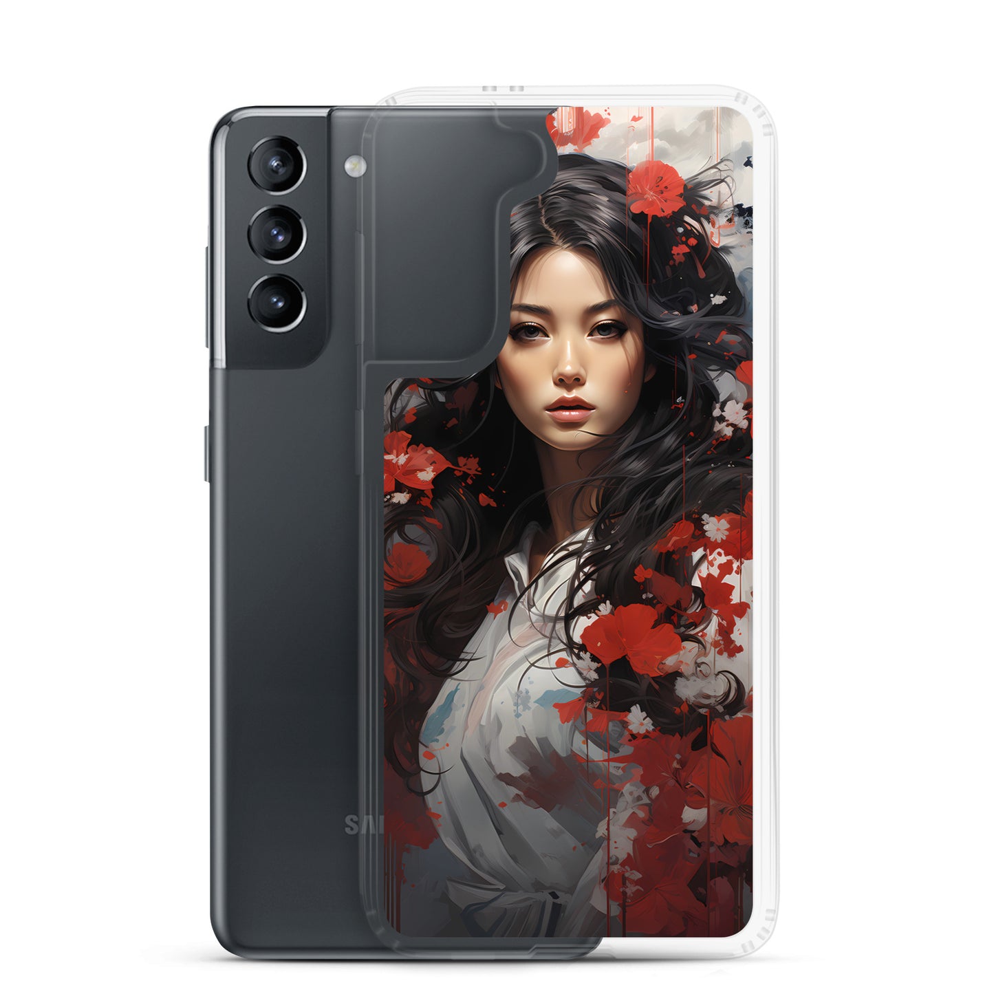 Samsung Case: Japanese Woman with Red Flowers