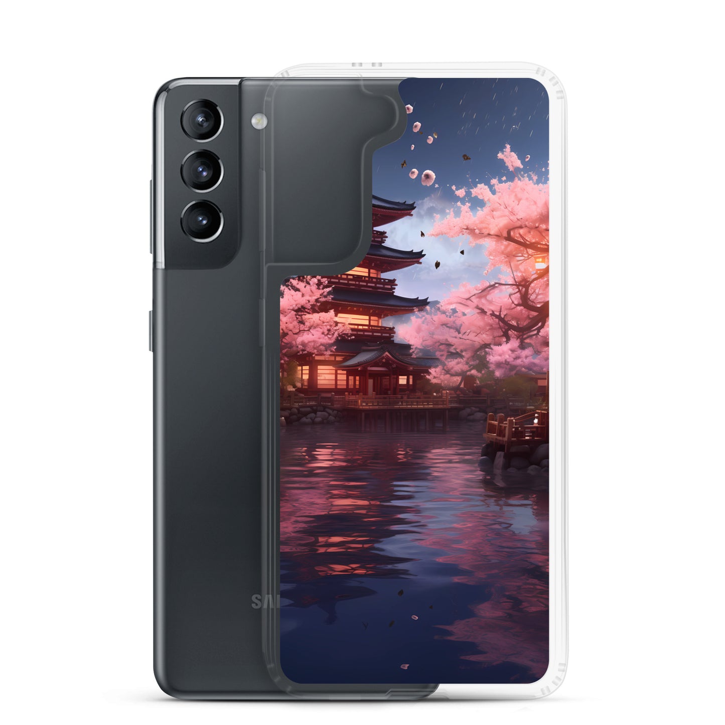 Samsung Case - Ancient Kyoto with Flying Cherry Blossoms