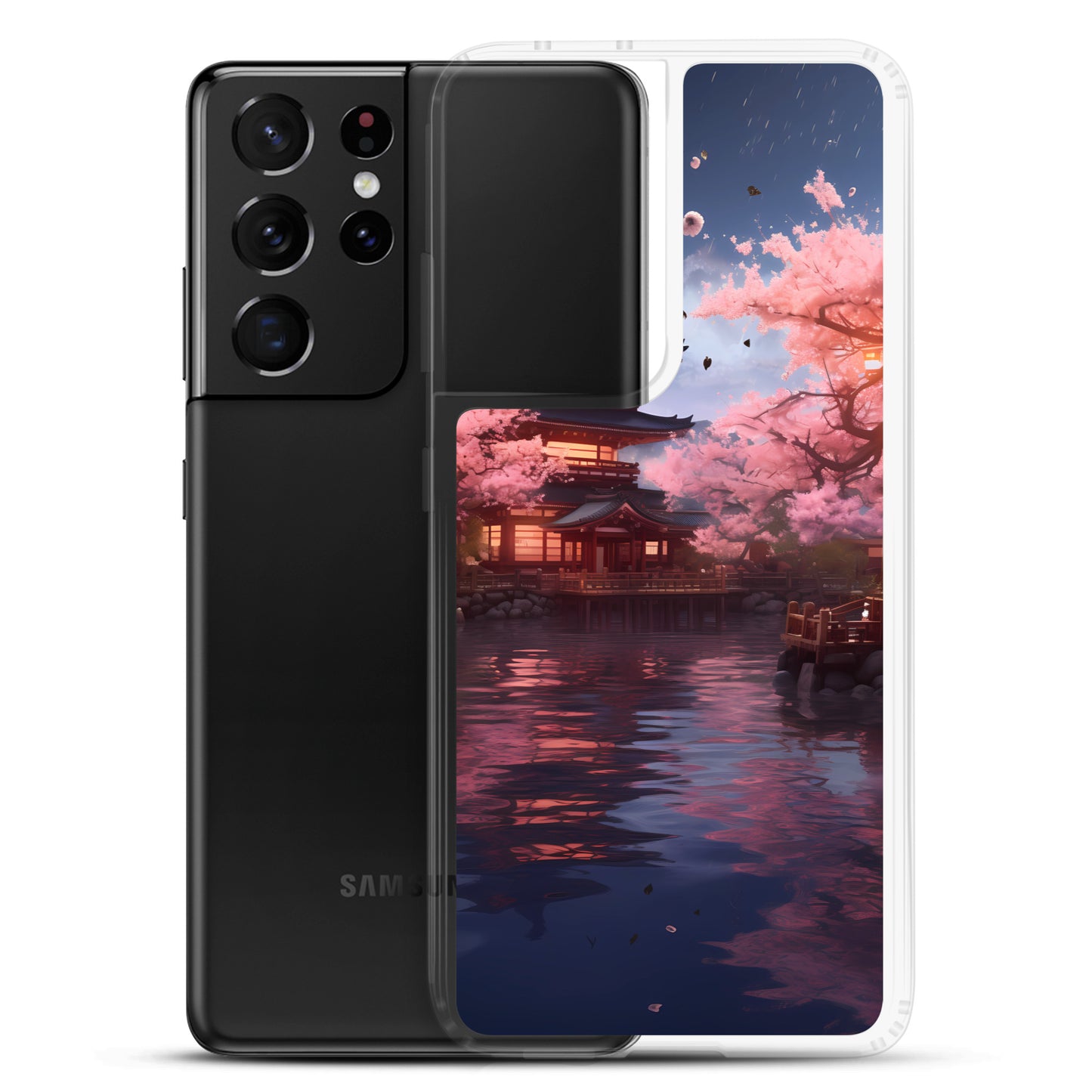 Samsung Case - Ancient Kyoto with Flying Cherry Blossoms