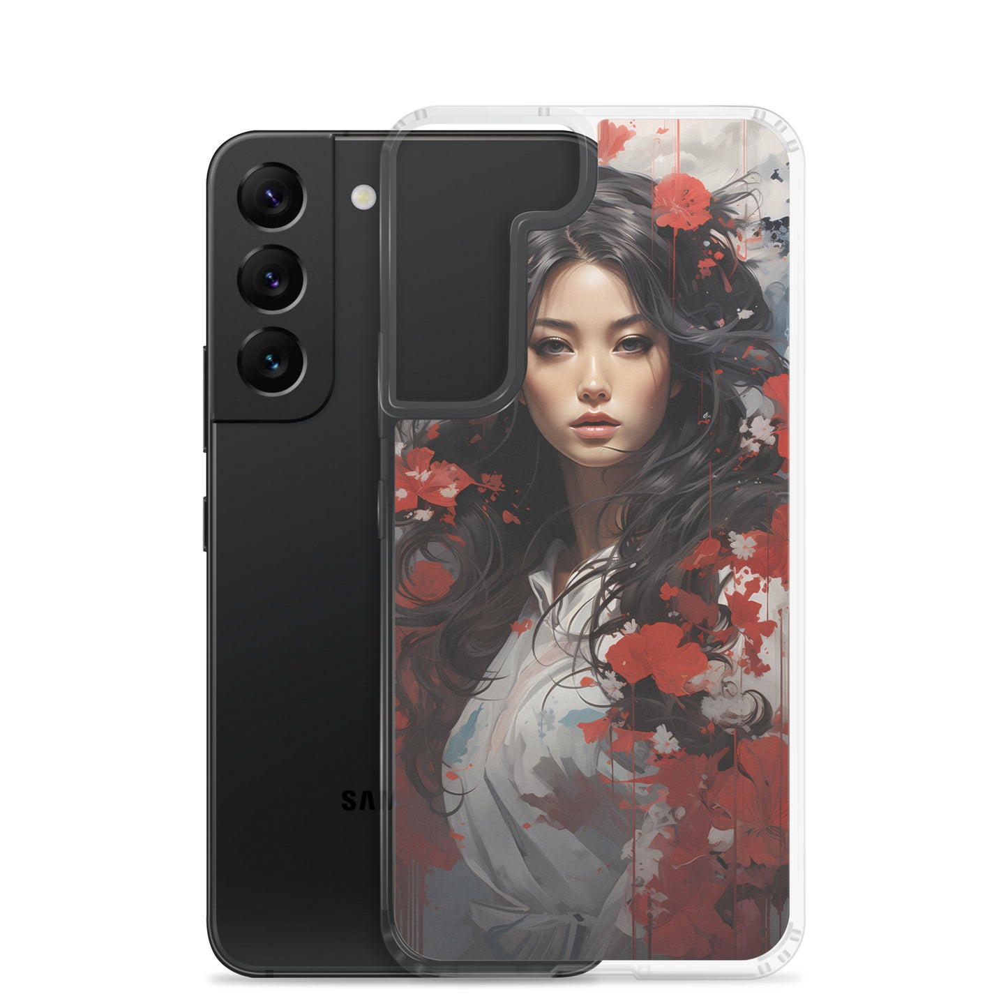 Samsung Case: Japanese Woman with Red Flowers