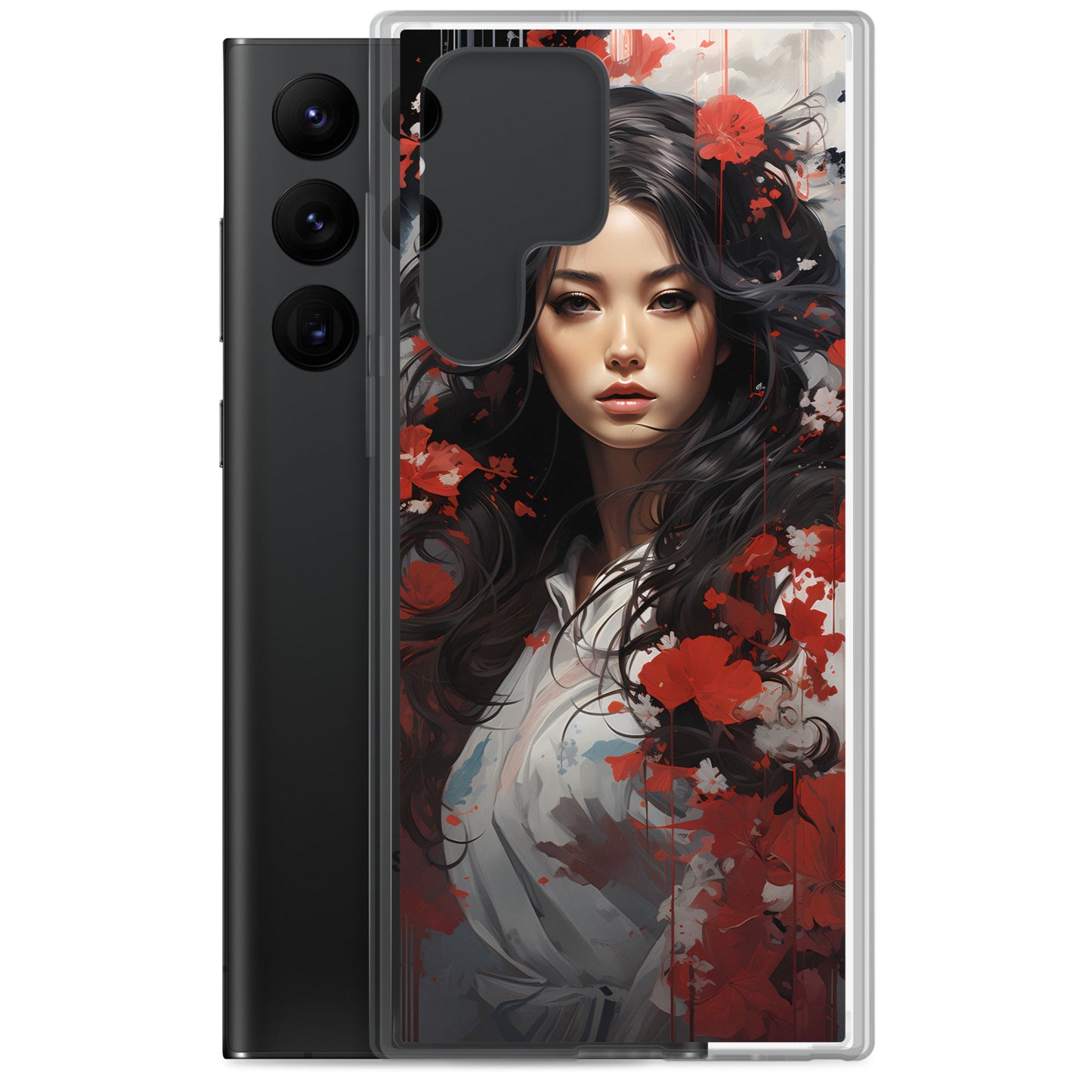 Samsung Case: Japanese Woman with Red Flowers