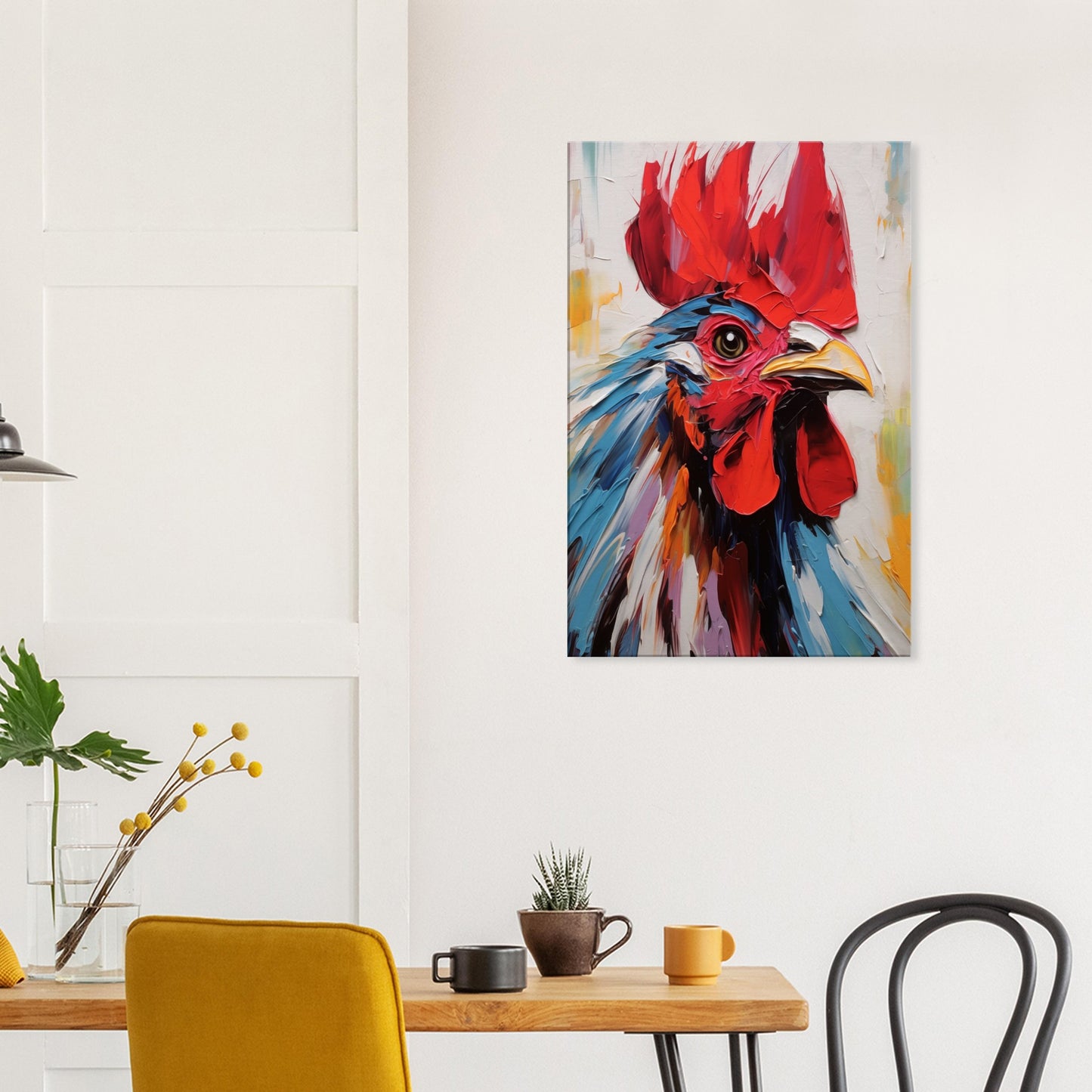 Canvas Wall Art - Rooster Oil Painting - Vibrant Vigilance