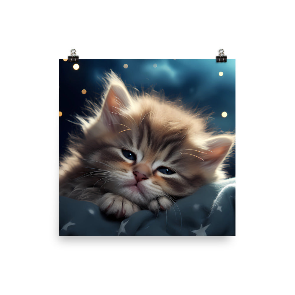 Enhanced Matte Paper Poster - Sleepy Star Kitty