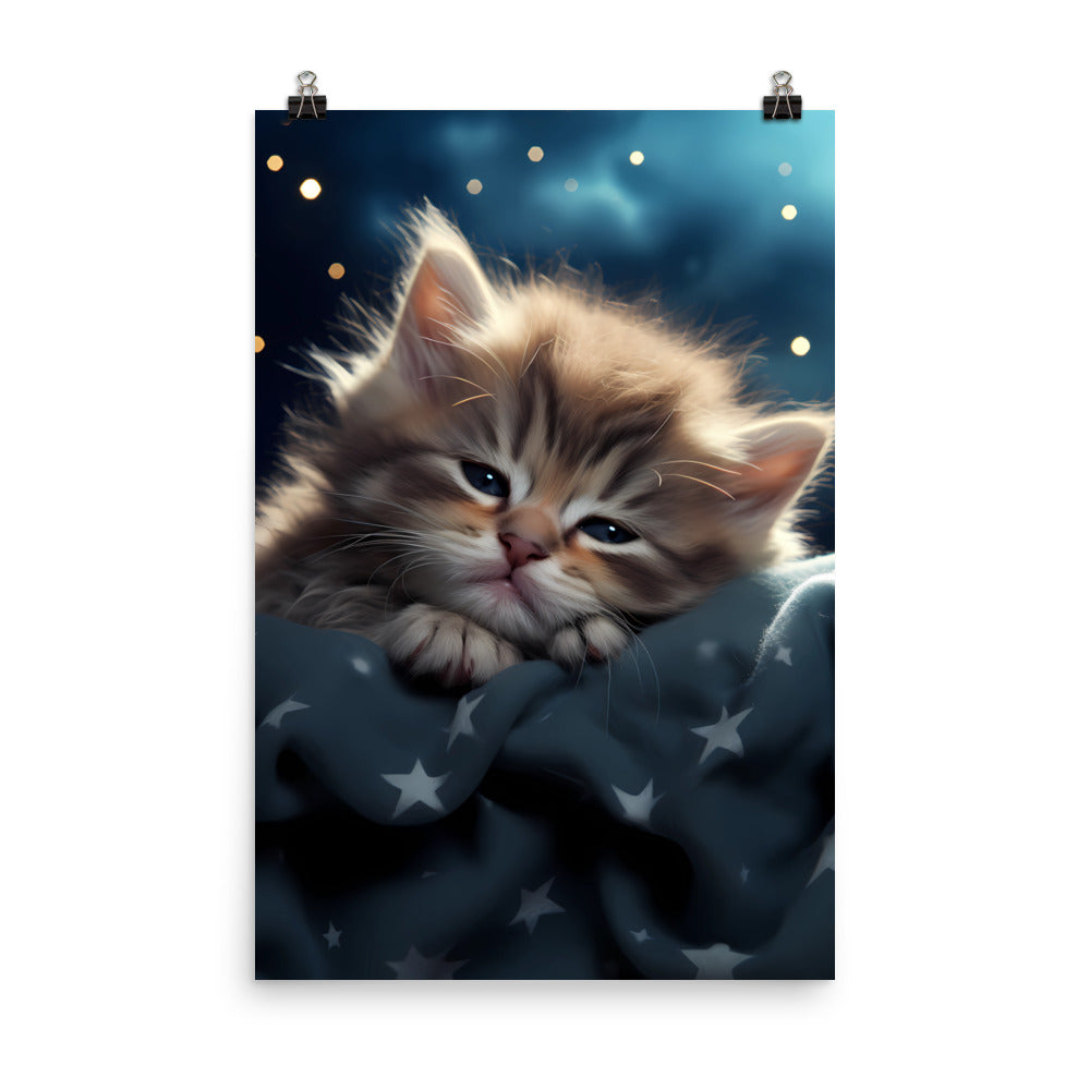 Enhanced Matte Paper Poster - Sleepy Star Kitty