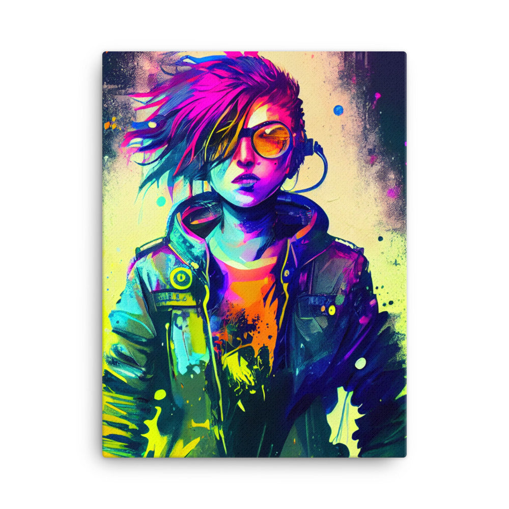 Canvas Wall Art - Cyberpunk Woman Portrait
