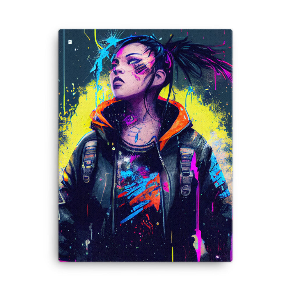Canvas Wall Art - Cyberpunk Woman Portrait