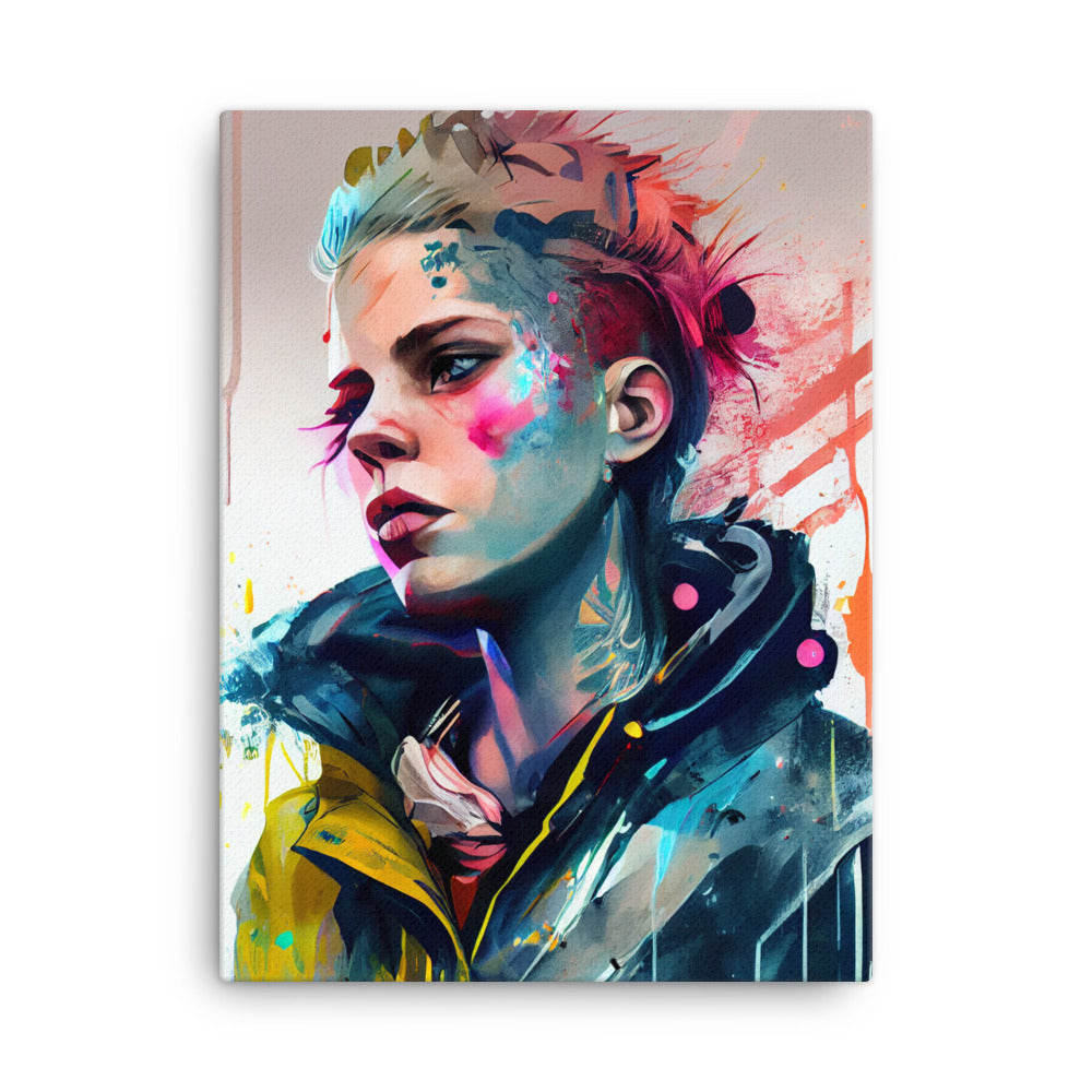 Canvas Wall Art - Cyberpunk Woman Portrait