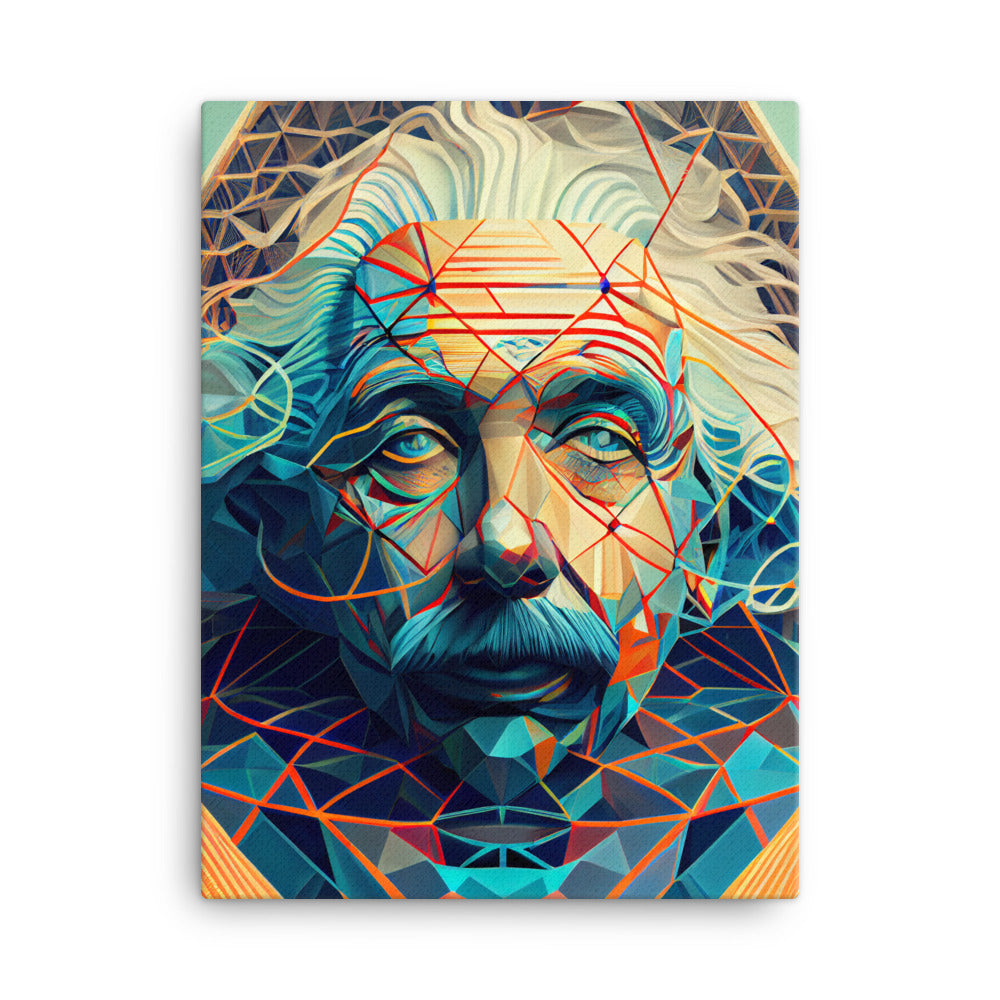Canvas Wall Art - Geometric Einstein Portrait