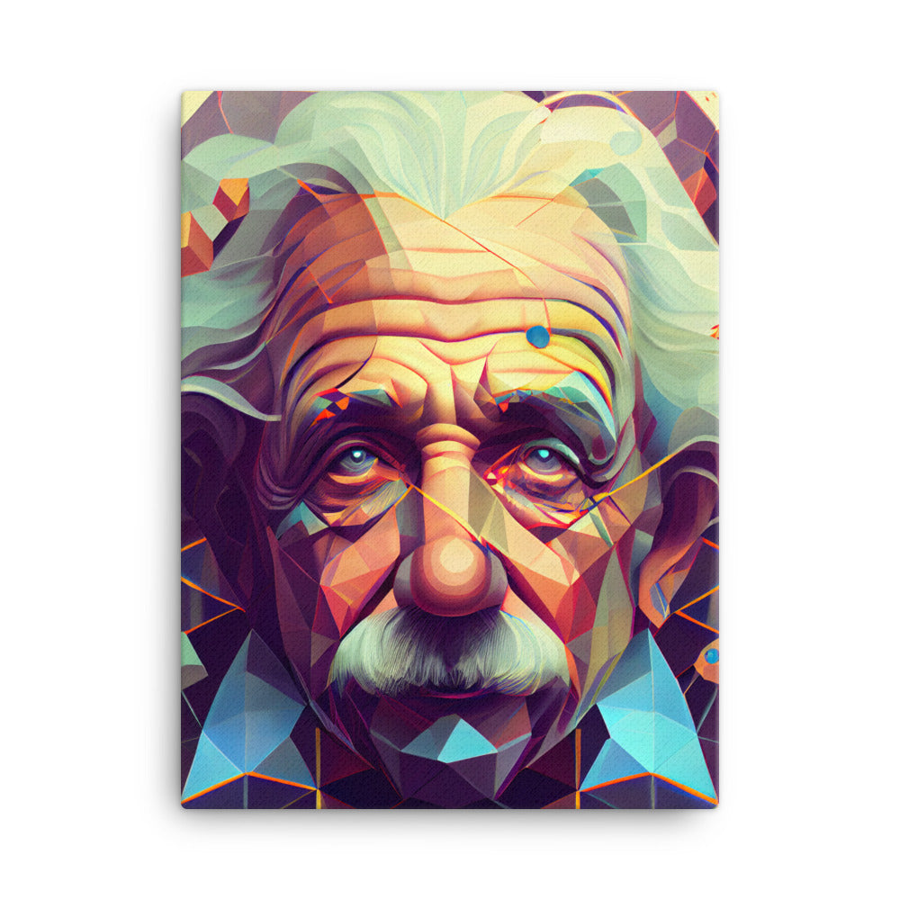 Canvas Wall Art - Geometric Einstein Portrait