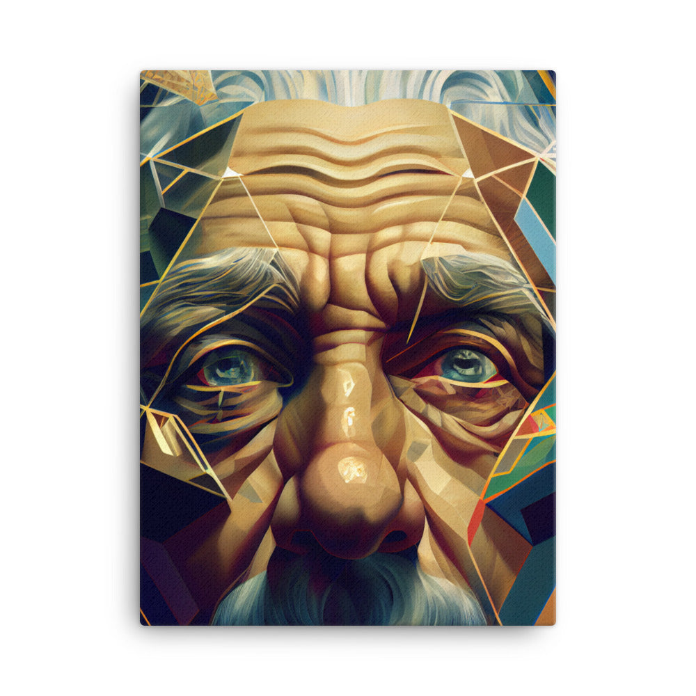 Canvas Wall Art - Geometric Einstein's Eyes Portrait