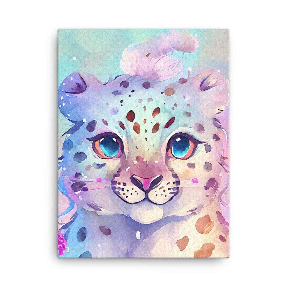 Canvas Wall Art - Kids Room Baby Leopard Watercolor