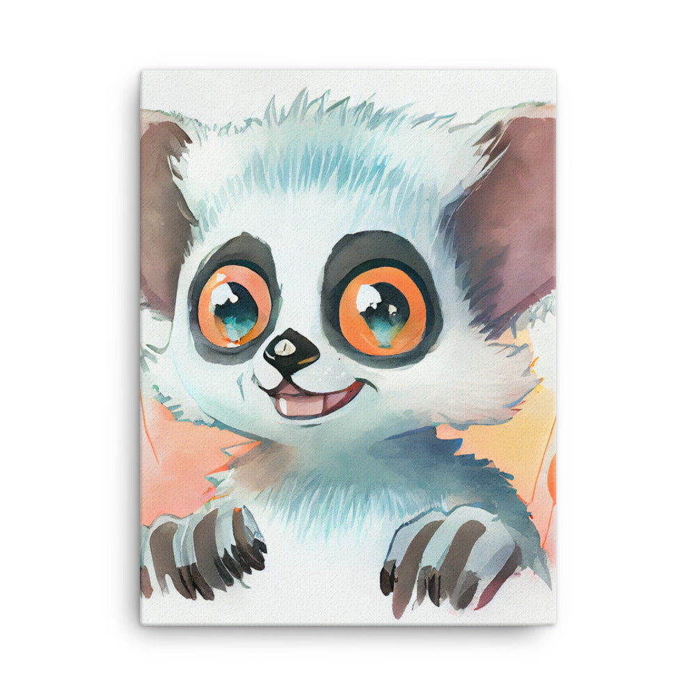 Canvas Wall Art - Kids Room Baby Lemur Watercolor