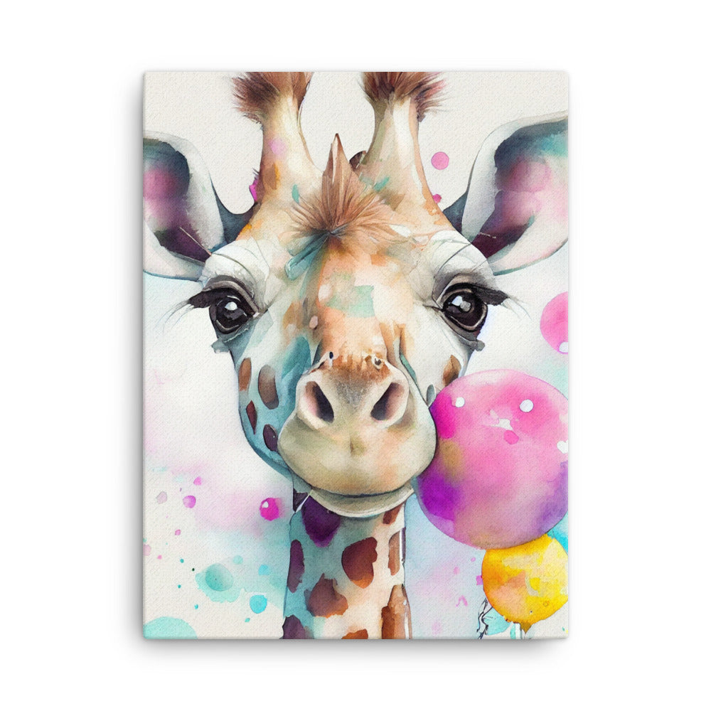 Canvas Wall Art - Kids Room Giraffe Watercolor