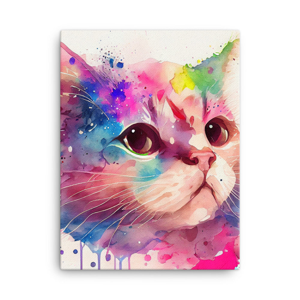 Canvas Wall Art - Kitty Watercolor