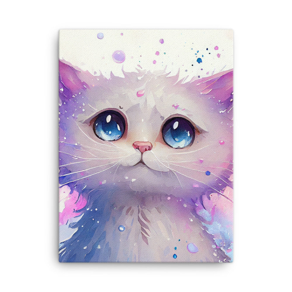 Canvas Wall Art - Blue Eyed Kitten Watercolor