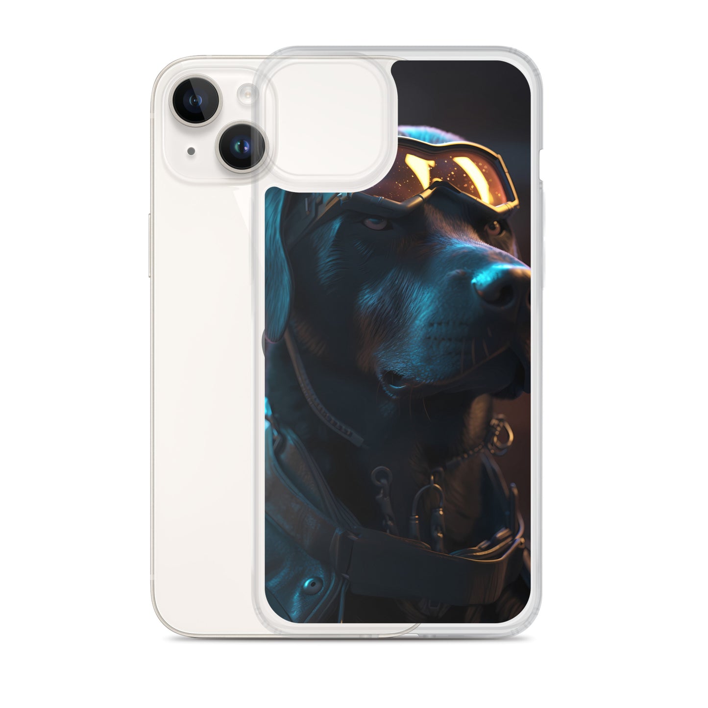 iPhone Case - Black Lab in Cyber City