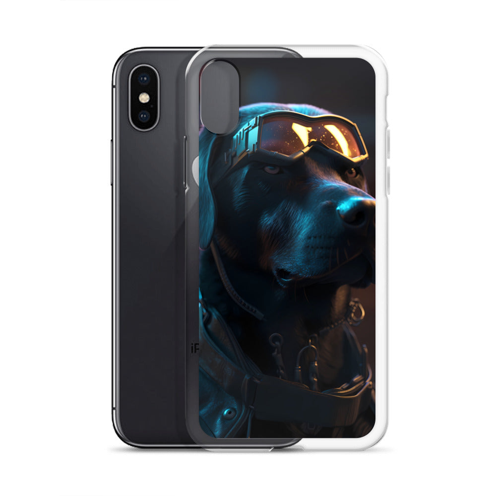 iPhone Case - Black Lab in Cyber City